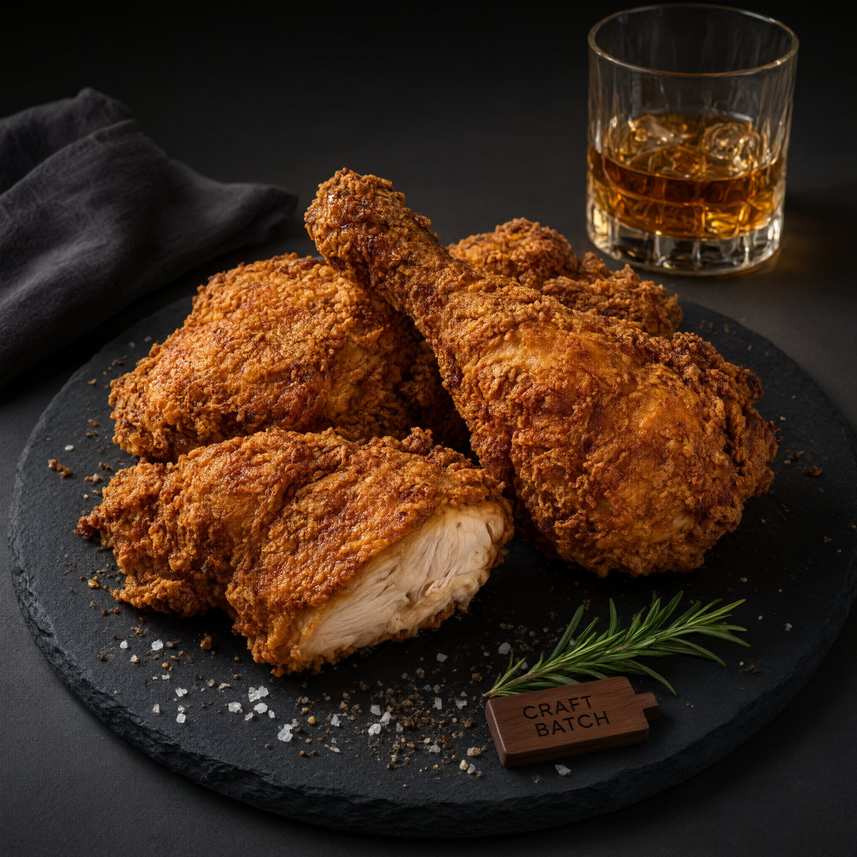 Fried chicken and Longjing wheat