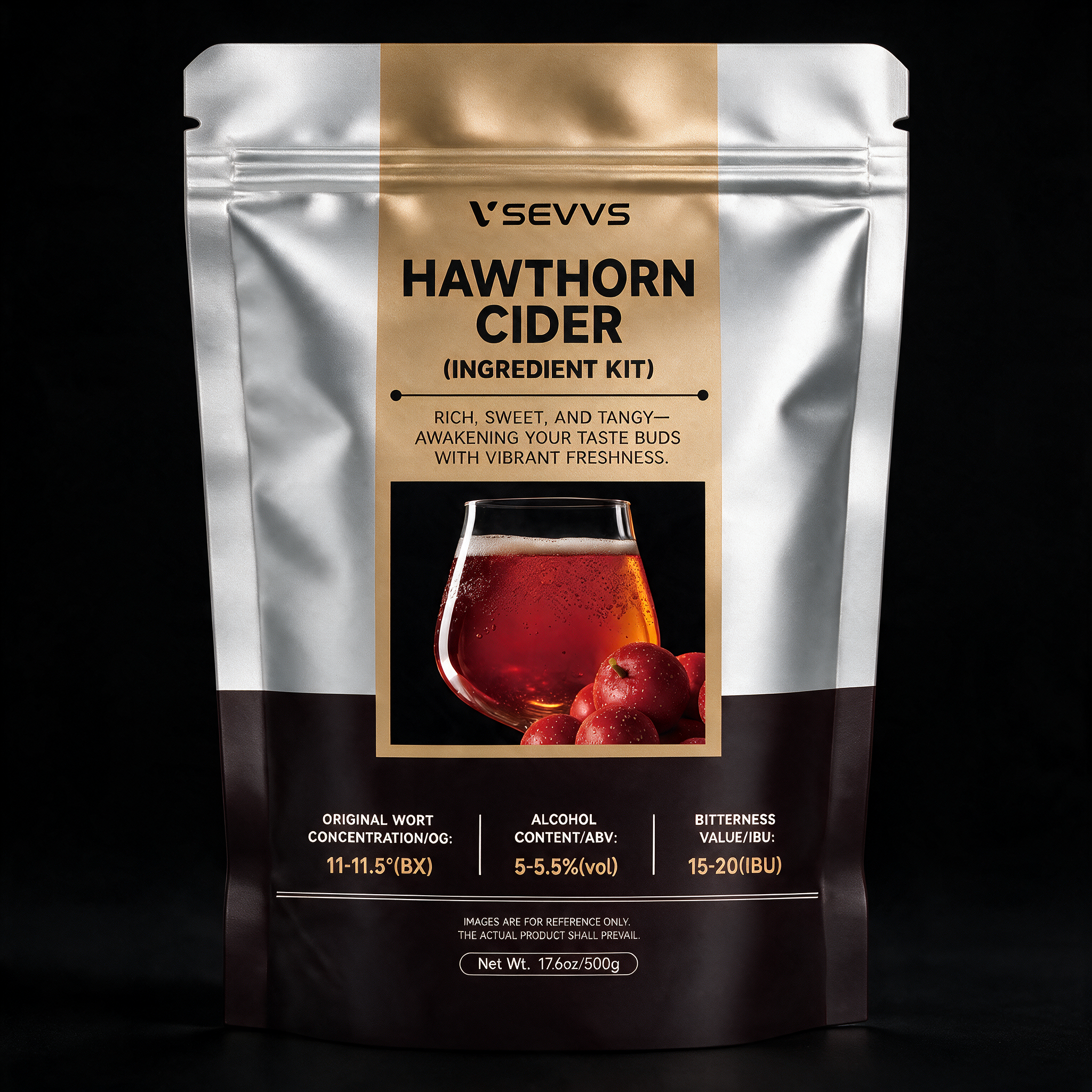 Stand‑up hawthorn brew ingredient pouch packaging close‑up